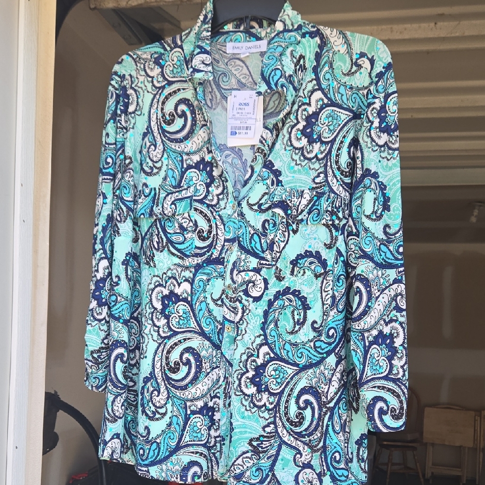 Aqua Paisley Blouse